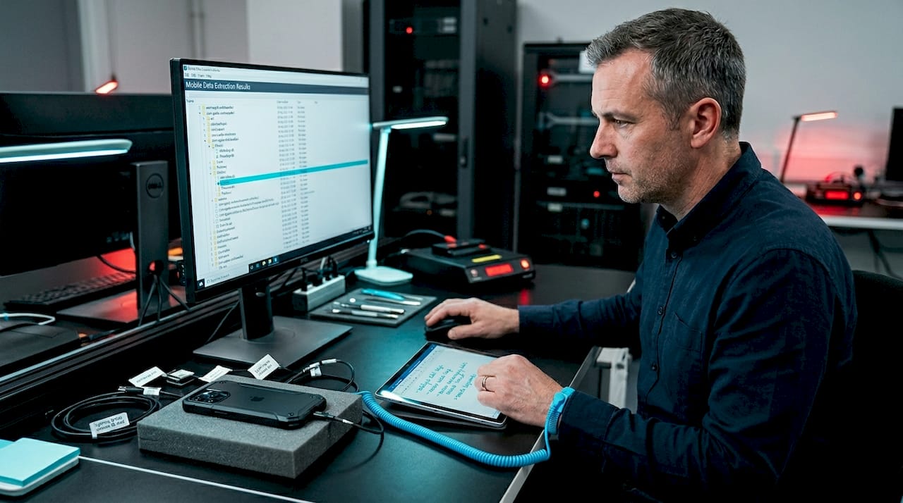 Mobile forensic techniques for investigators: 2026 guide 1 Analyst reviewing extracted phone file system data