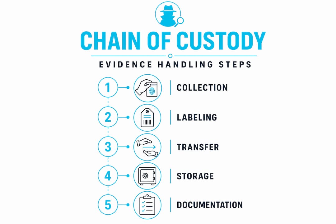What is evidence preservation? A guide for legal professionals 2 Infographic visualizing chain of custody steps