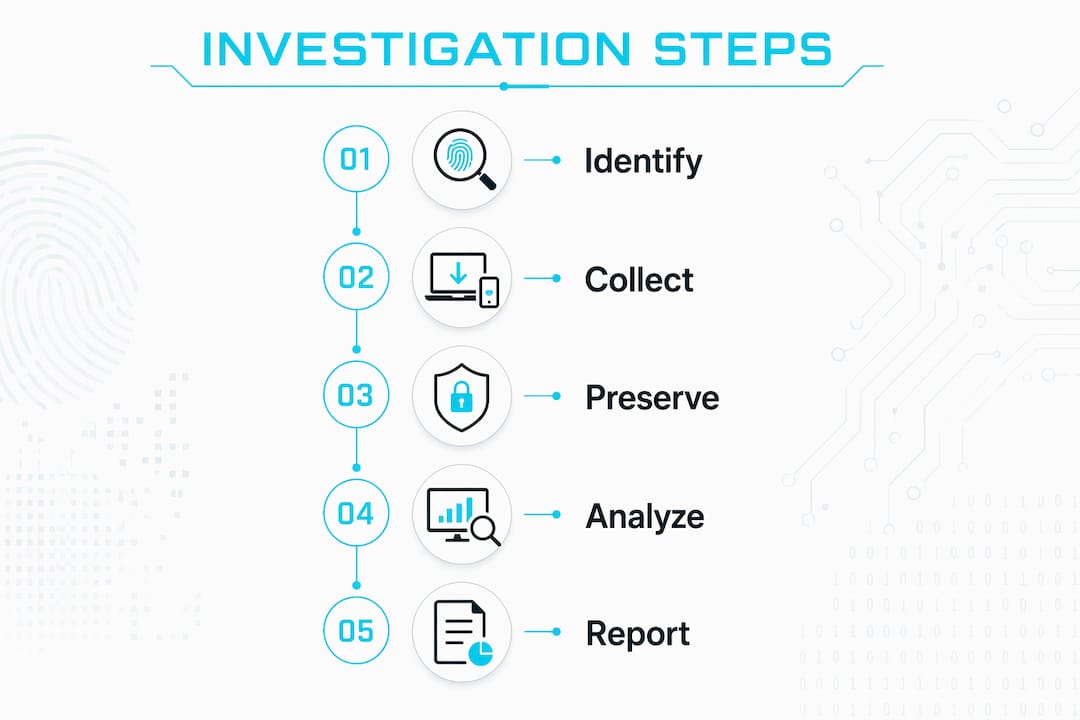 Employee misconduct digital investigation guide 2026 1 Infographic showing steps in digital misconduct investigation