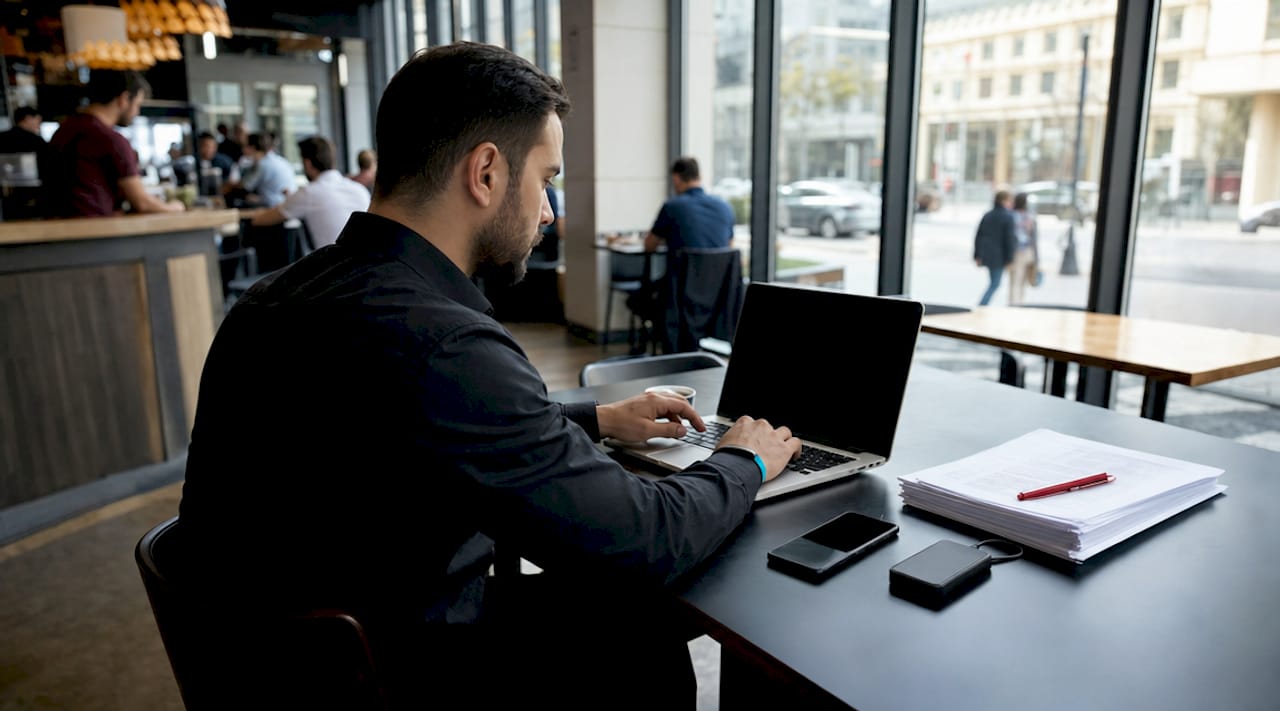 Intellectual property theft forensics: a legal guide 1 Hands typing on laptop keyboard with notes