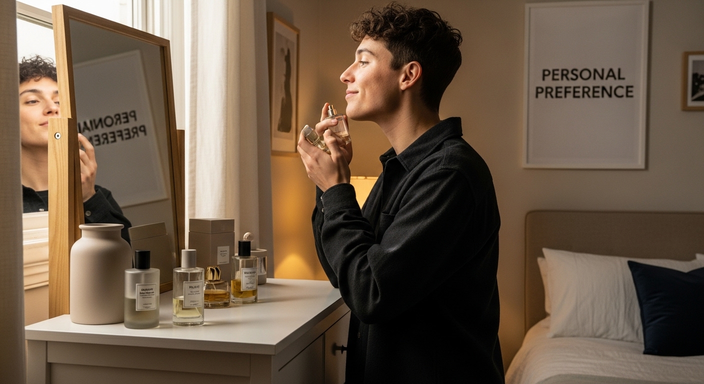 applying unisex fragrance home