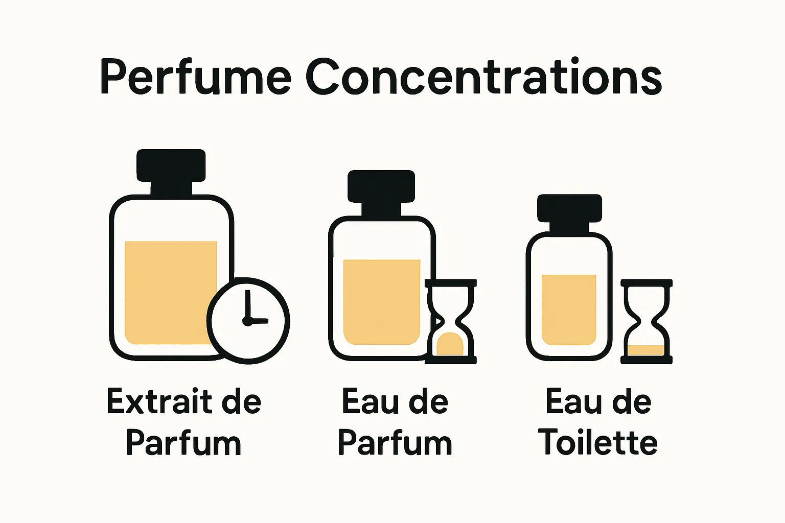 Infographic comparing perfume concentrations and longevity
