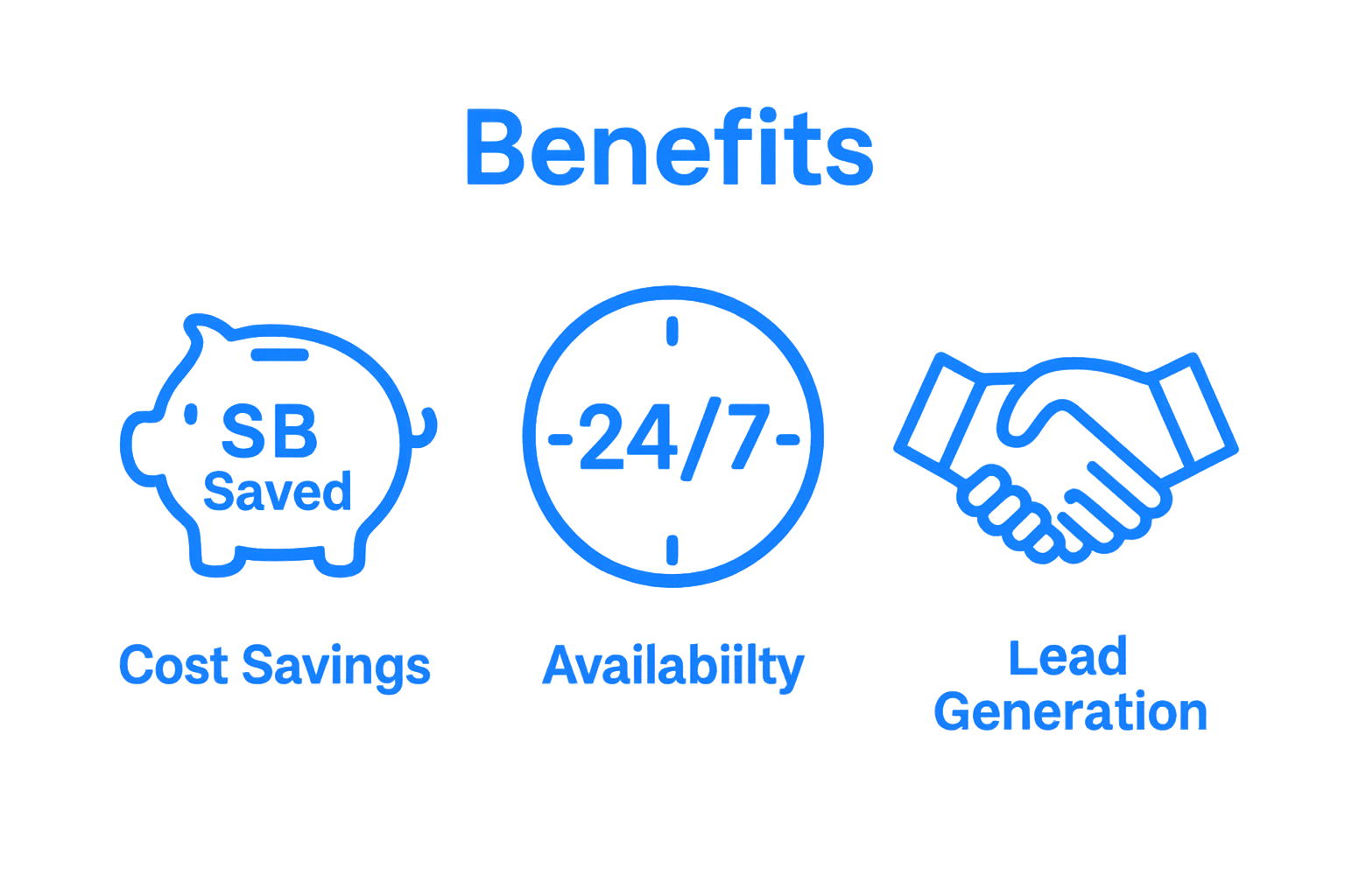 Infographic showing chatbot cost-savings, 24/7 availability, and lead generation