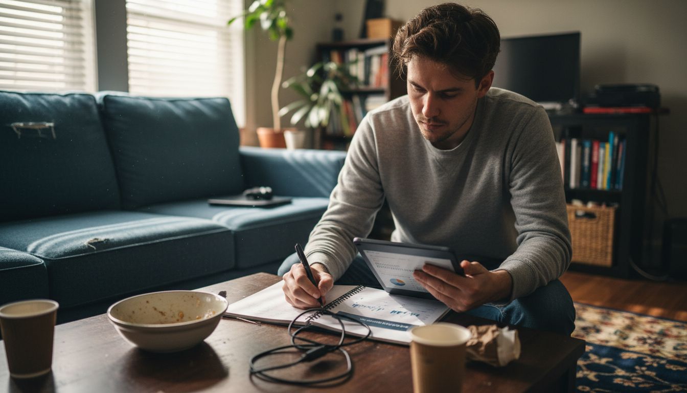 Man using automation tools at home
