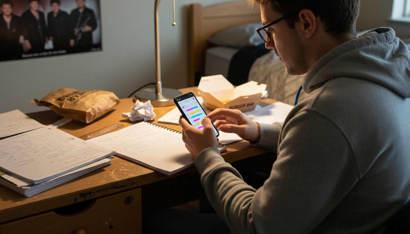 Student playing quiz challenge on phone