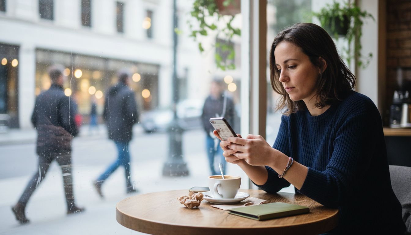 Woman engaging with Instagram on phone