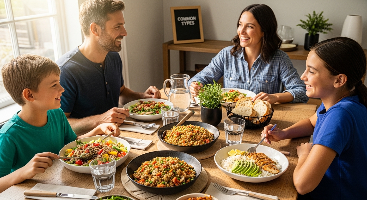 family eating gluten-free grains