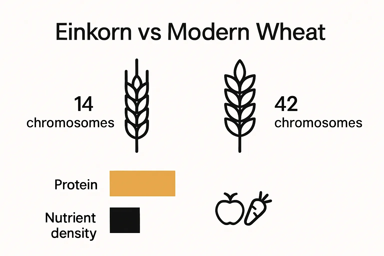 Comparison between einkorn and modern wheat characteristics