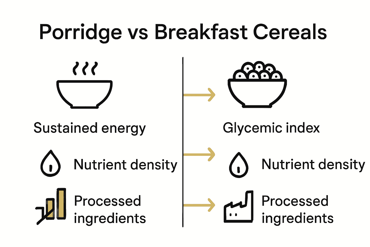 Infographic comparing porridge and cereals by nutrition and glycemic index