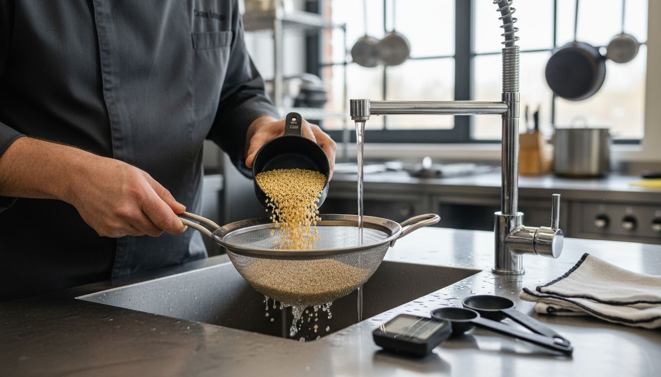 measuring rinsing grains