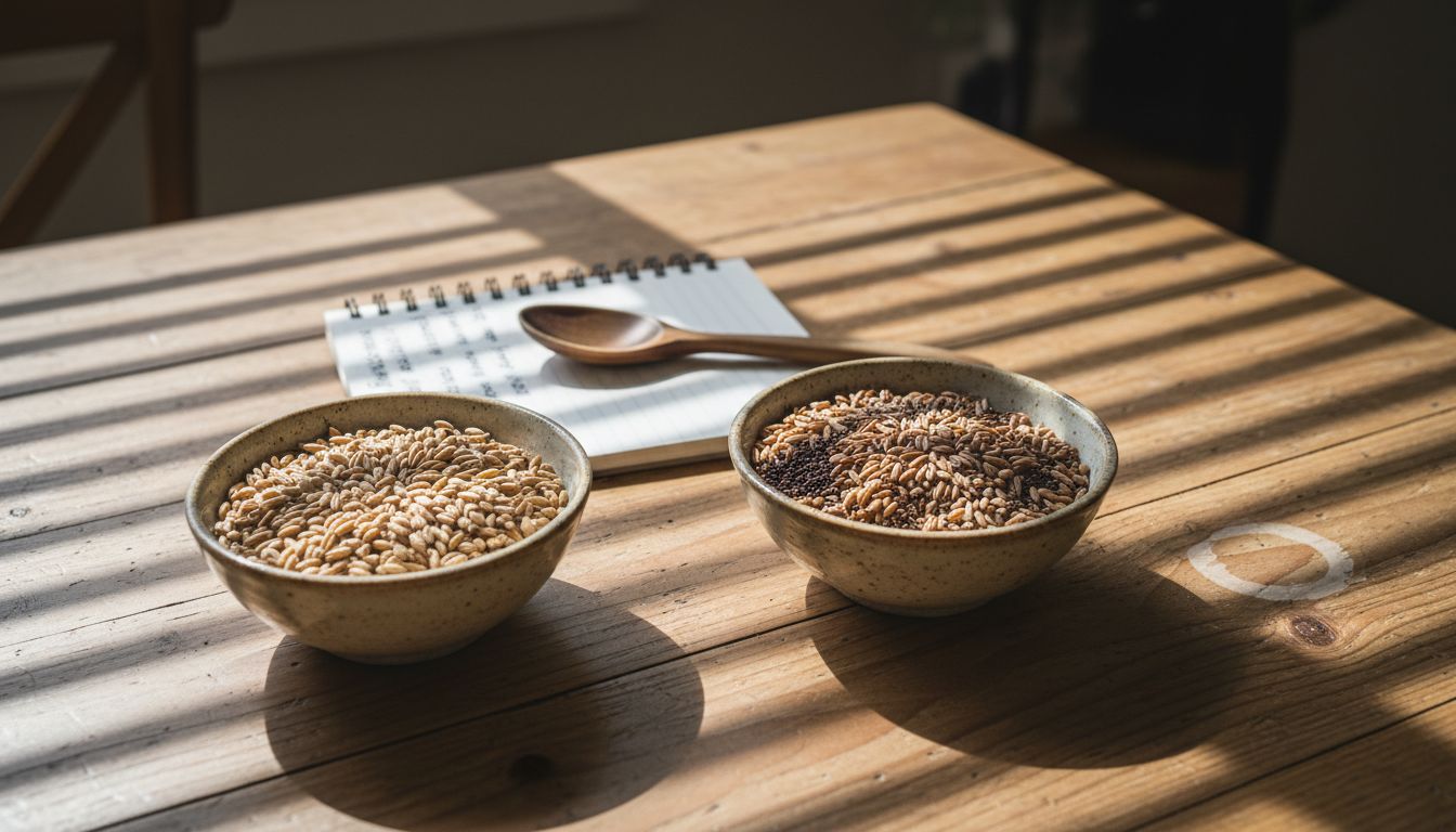 Comparing ancient and modern grains in bowls