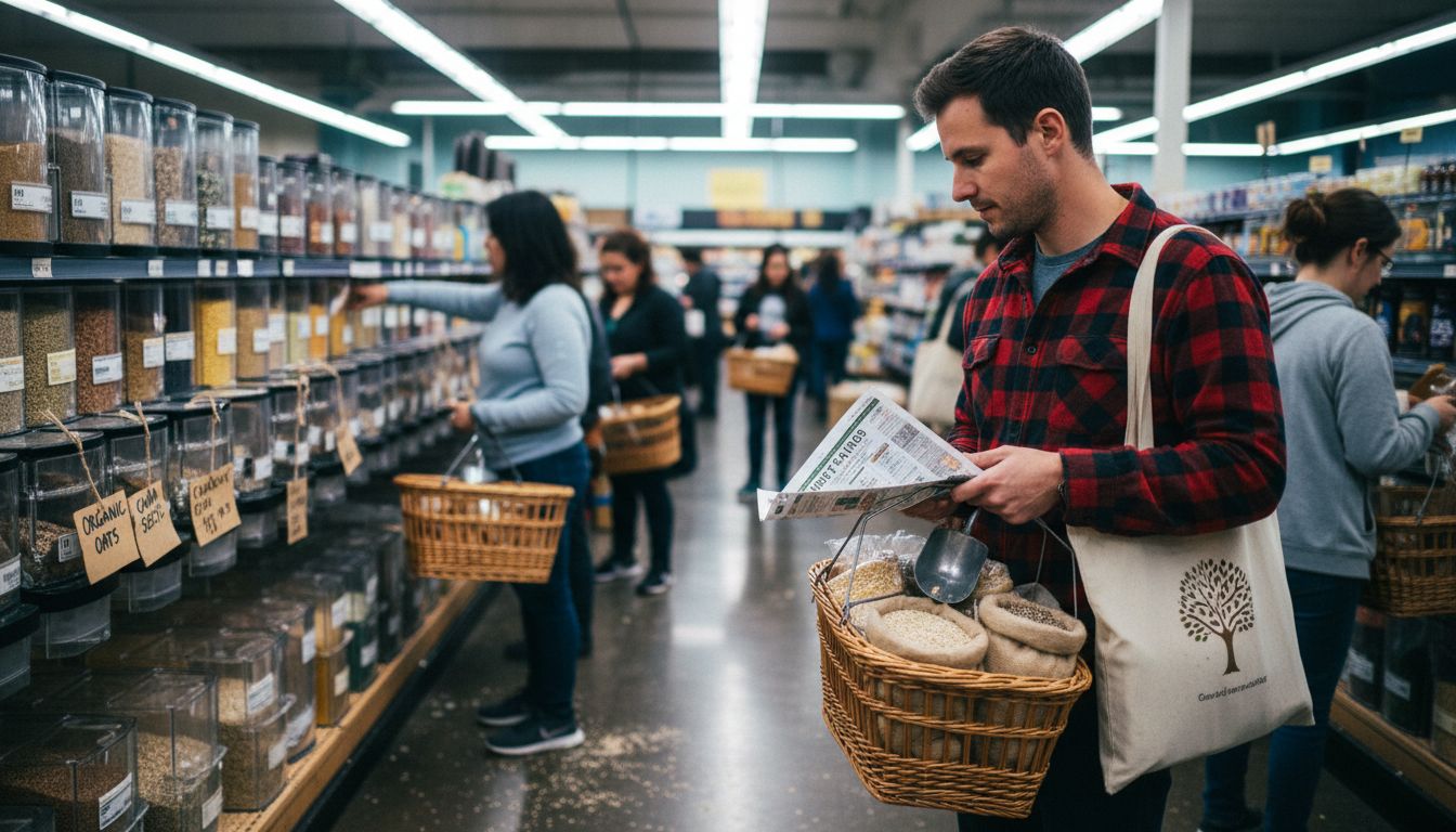 Man shopping for plant protein sources