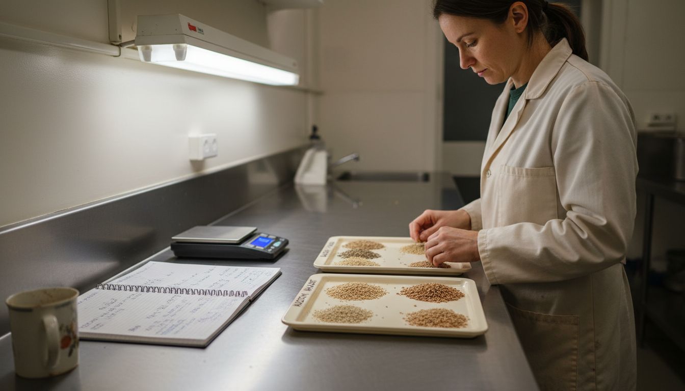 Scientist comparing ancient and modern grains