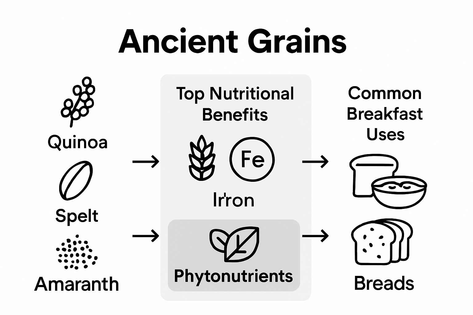 Infographic comparing ancient grains for breakfast