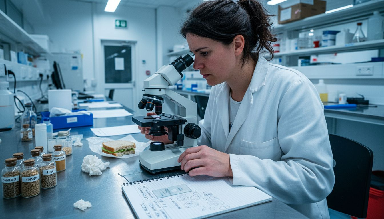 Comparing ancient and modern wheat kernels in lab