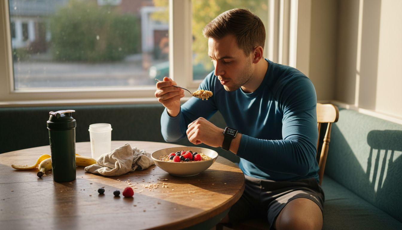 Athlete eating ancient grain breakfast
