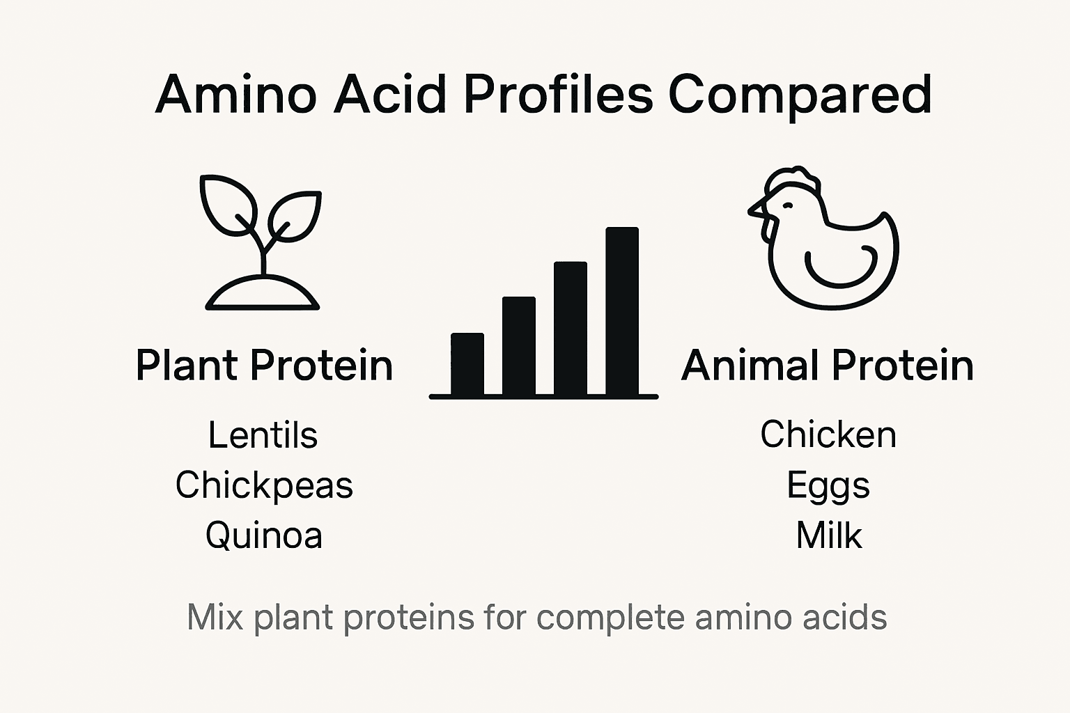 Infographic comparing plant and animal amino acid profiles
