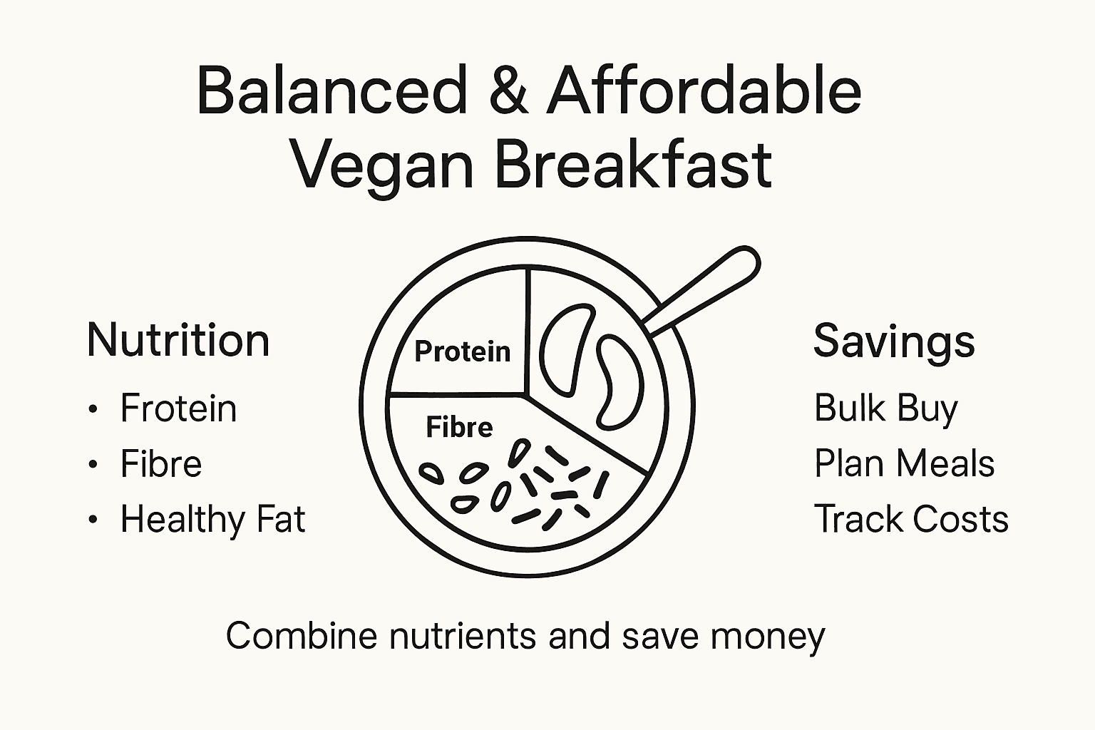 Infographic balancing nutrition and cost of vegan breakfast