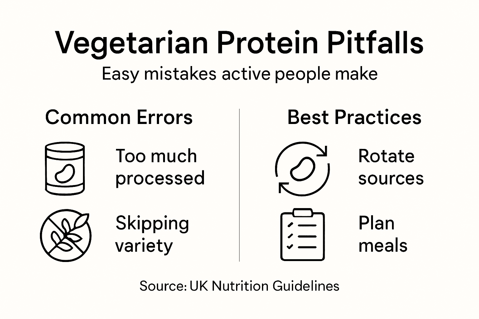 Infographic showing vegetarian protein diet mistakes