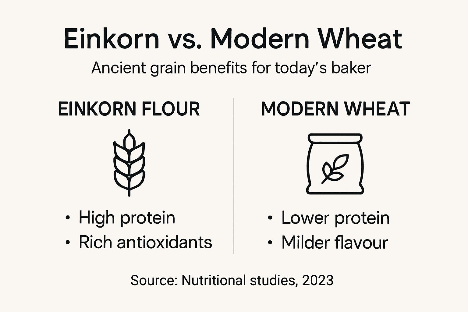 Infographic comparing einkorn and modern wheat