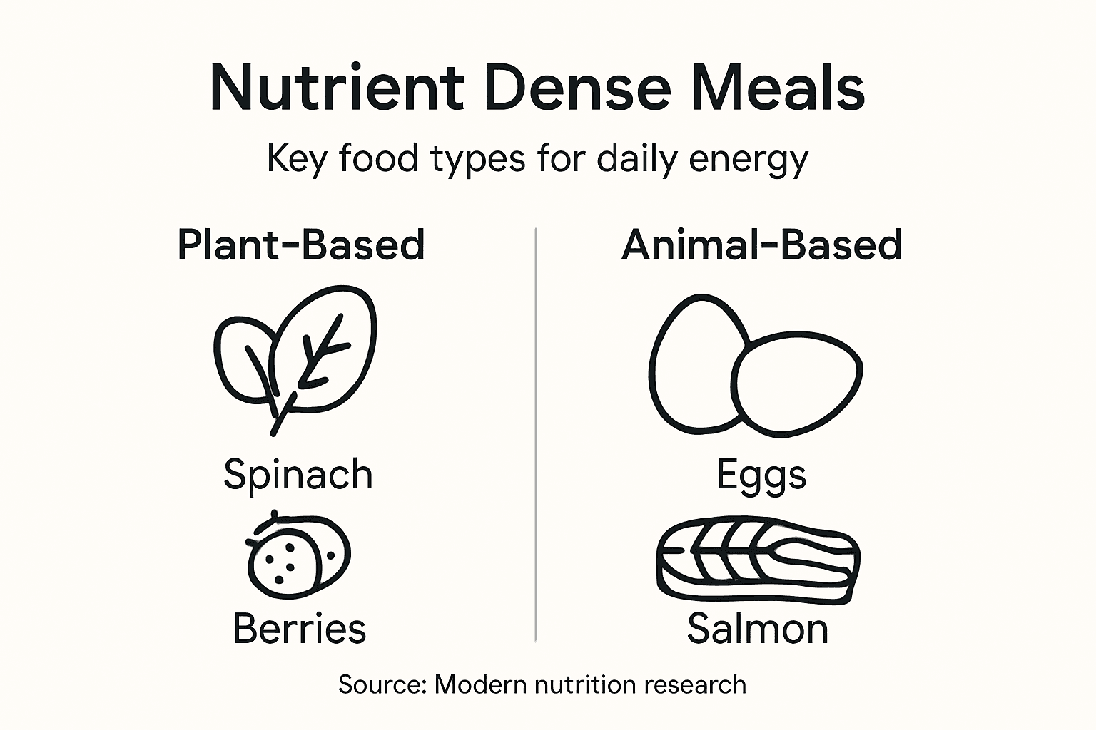 Infographic showing nutrient dense meal types