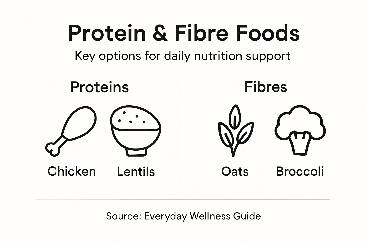 Infographic showing protein and fibre food types