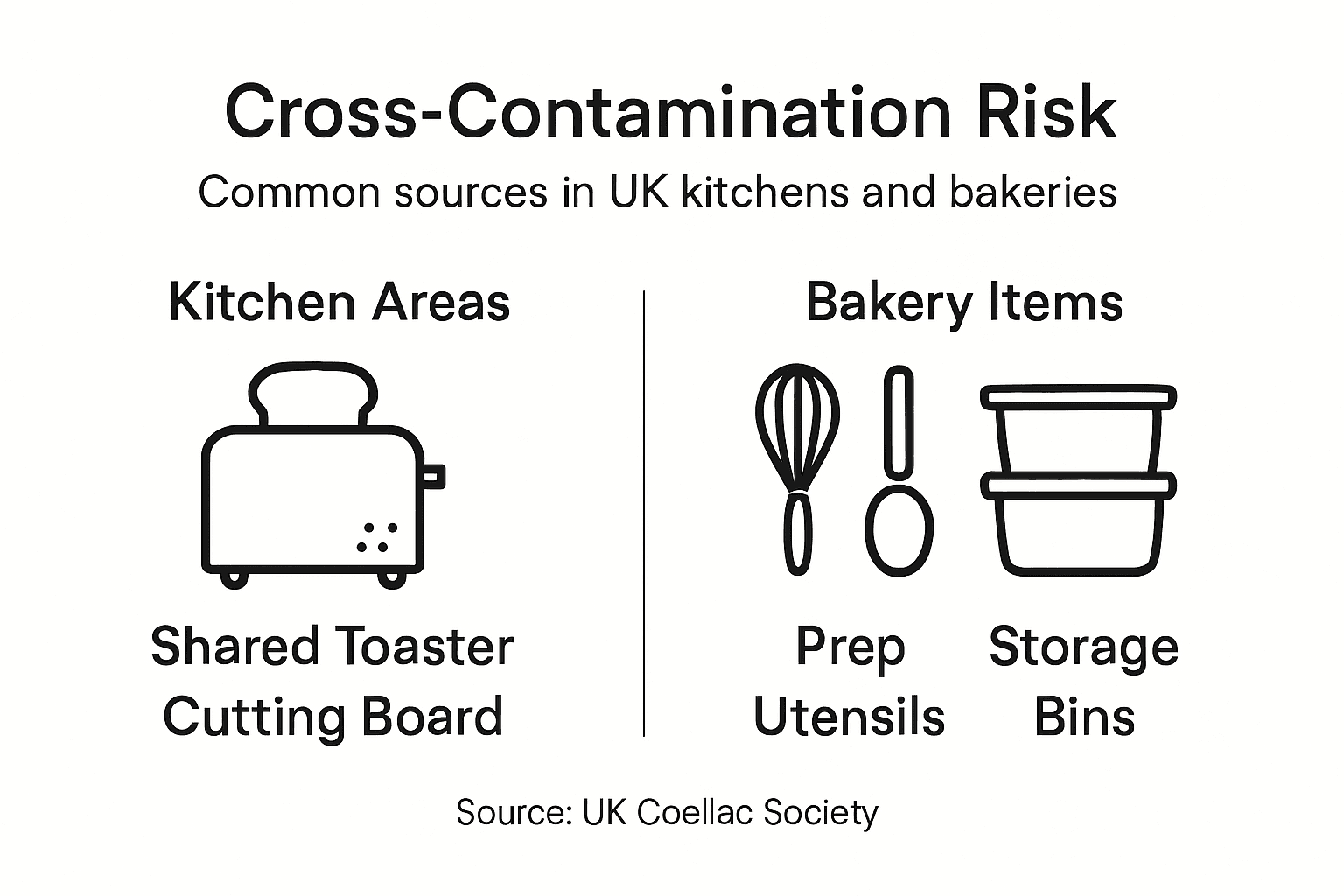 Infographic on cross-contamination risks for gluten