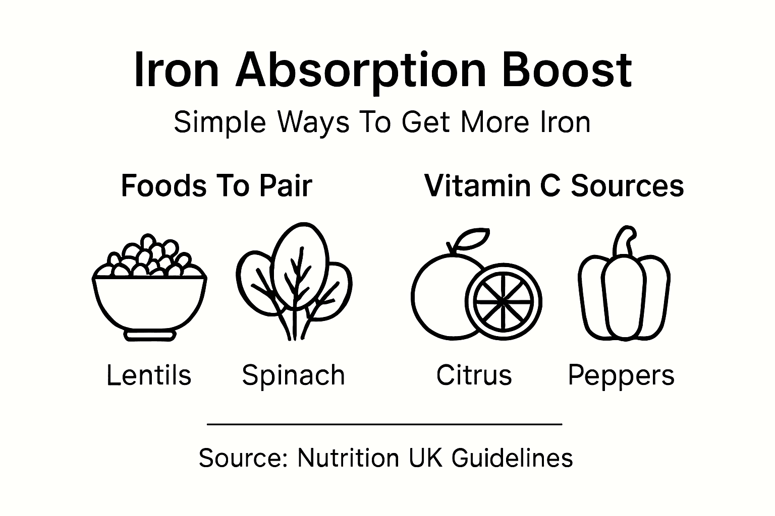 Infographic showing ways to boost plant iron absorption