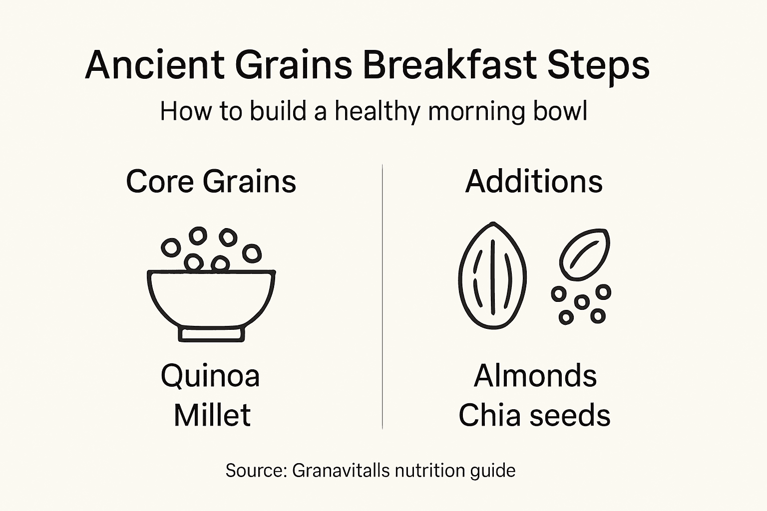Infographic showing ancient grains breakfast steps