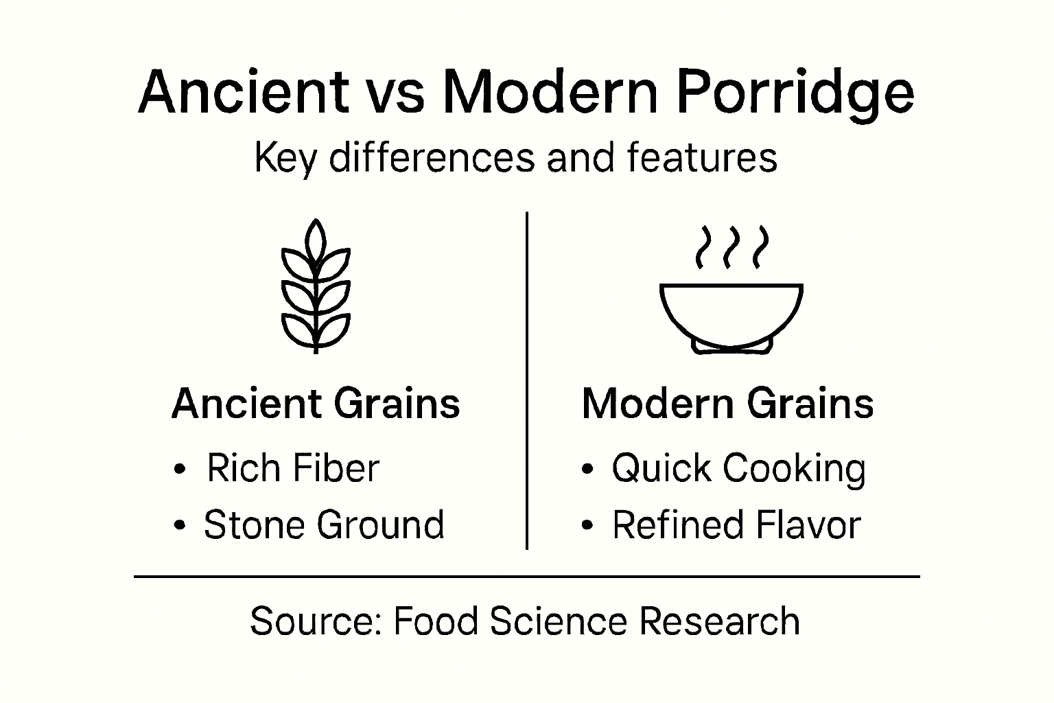 Infographic comparing ancient and modern porridge features