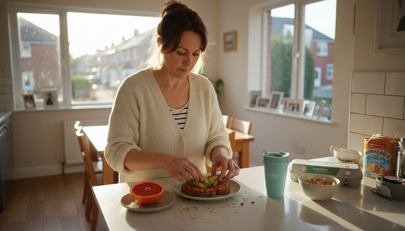 Woman assembling nutritious protein-rich breakfast