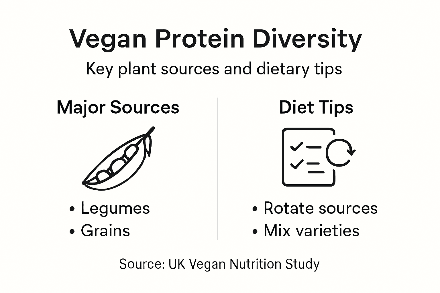 Infographic summarizing vegan protein diversity