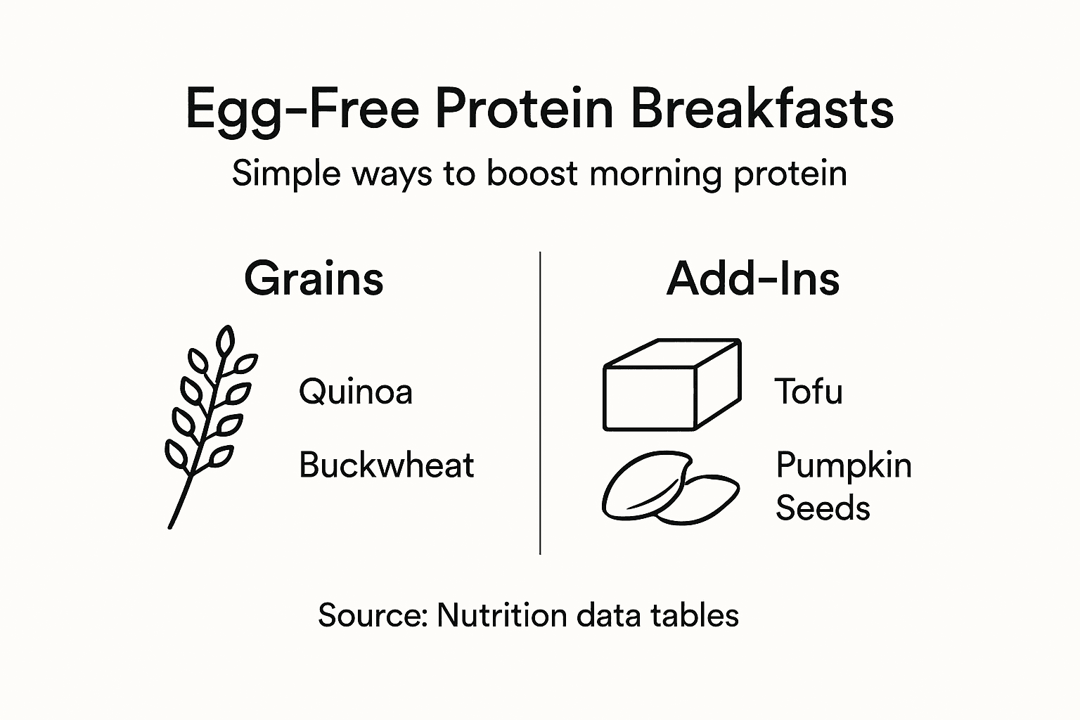 Infographic about egg-free protein breakfast choices