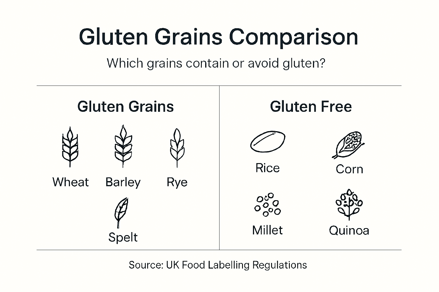 Gluten and gluten free grains infographic
