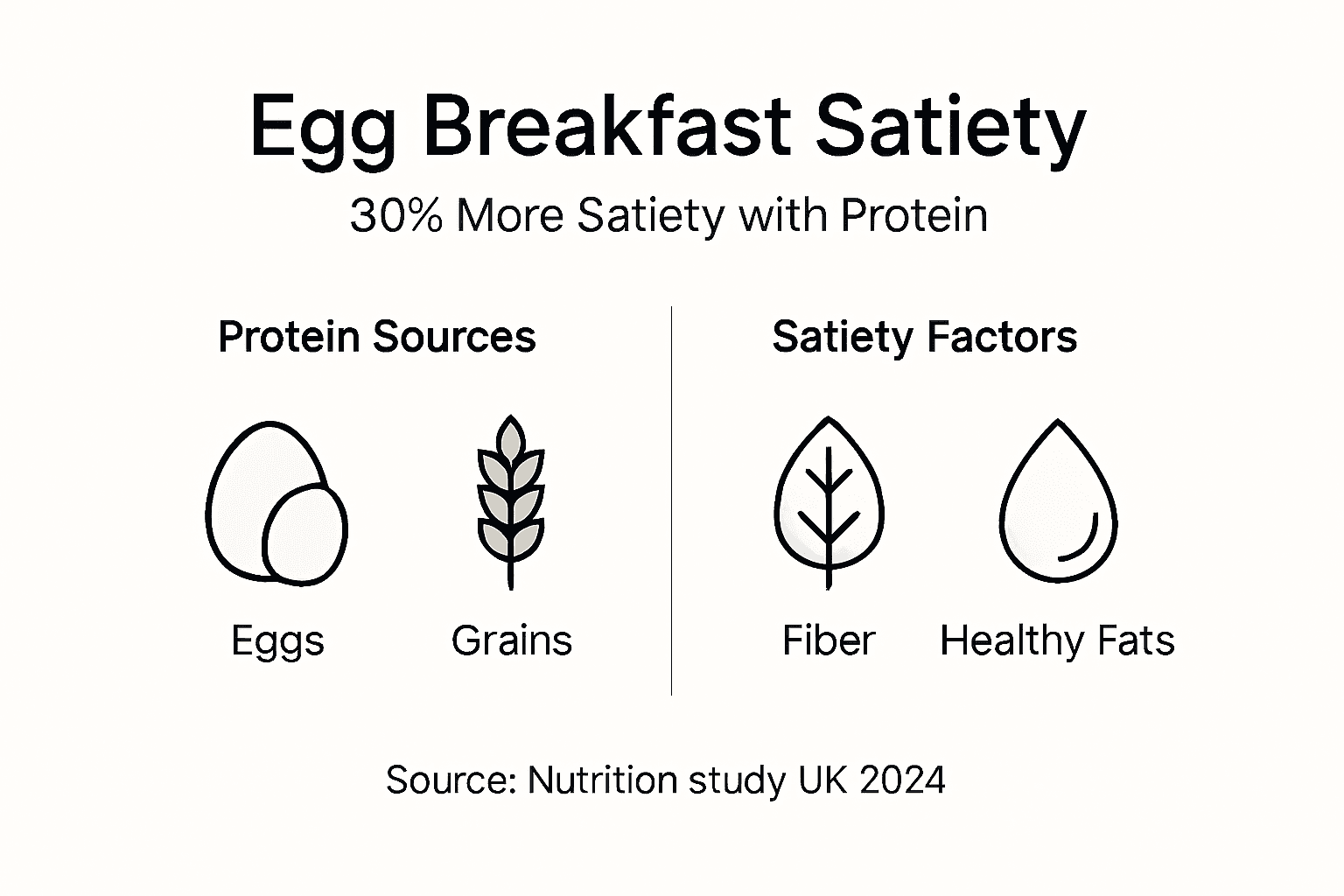 Infographic about egg breakfast satiety and nutrition
