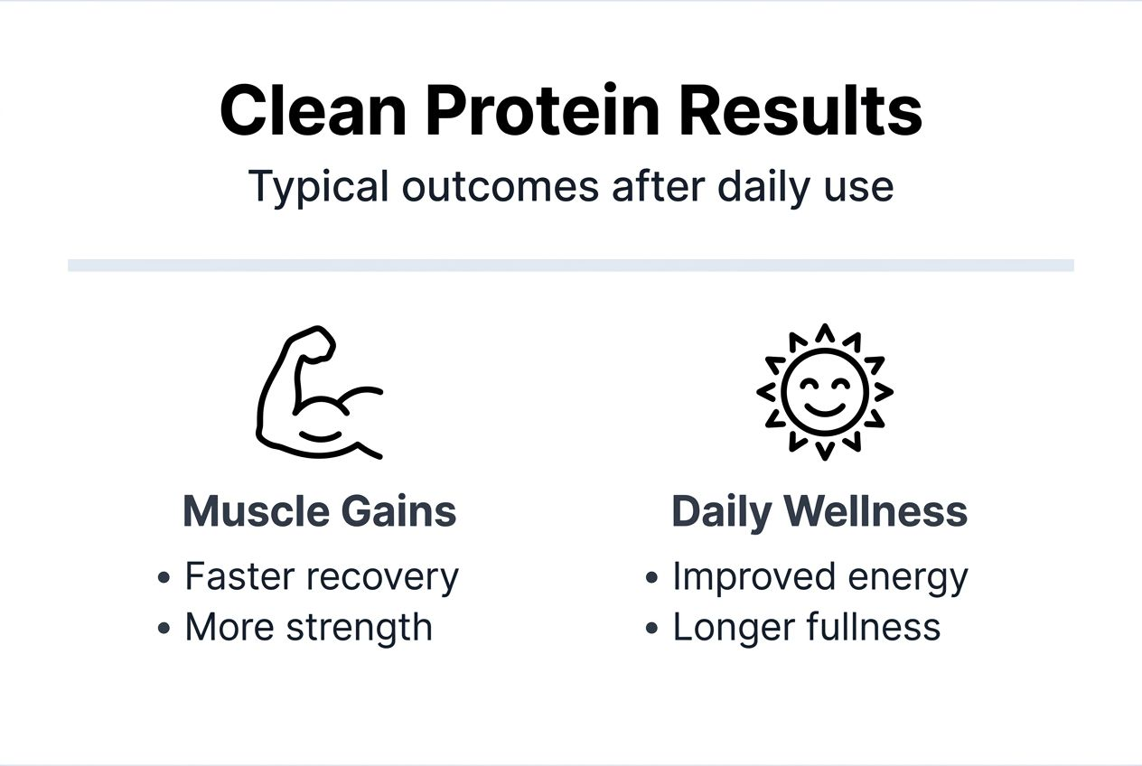 Infographic with clean protein powder outcomes