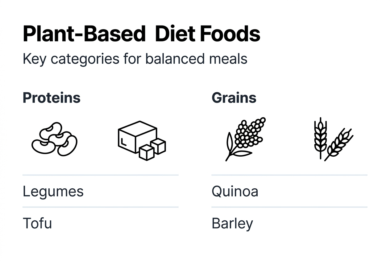 Infographic showing main plant-based food groups