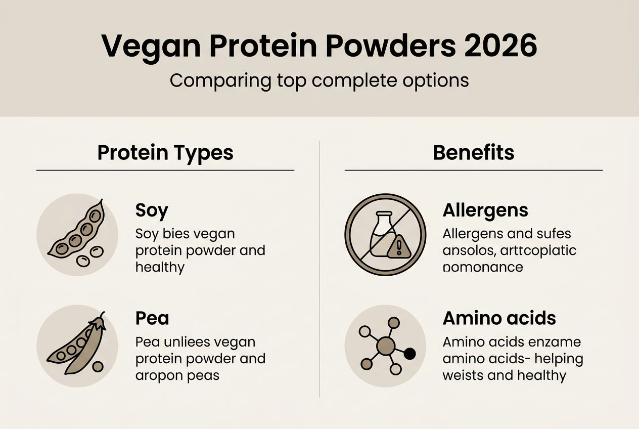 Infographic comparing vegan protein powder types and benefits