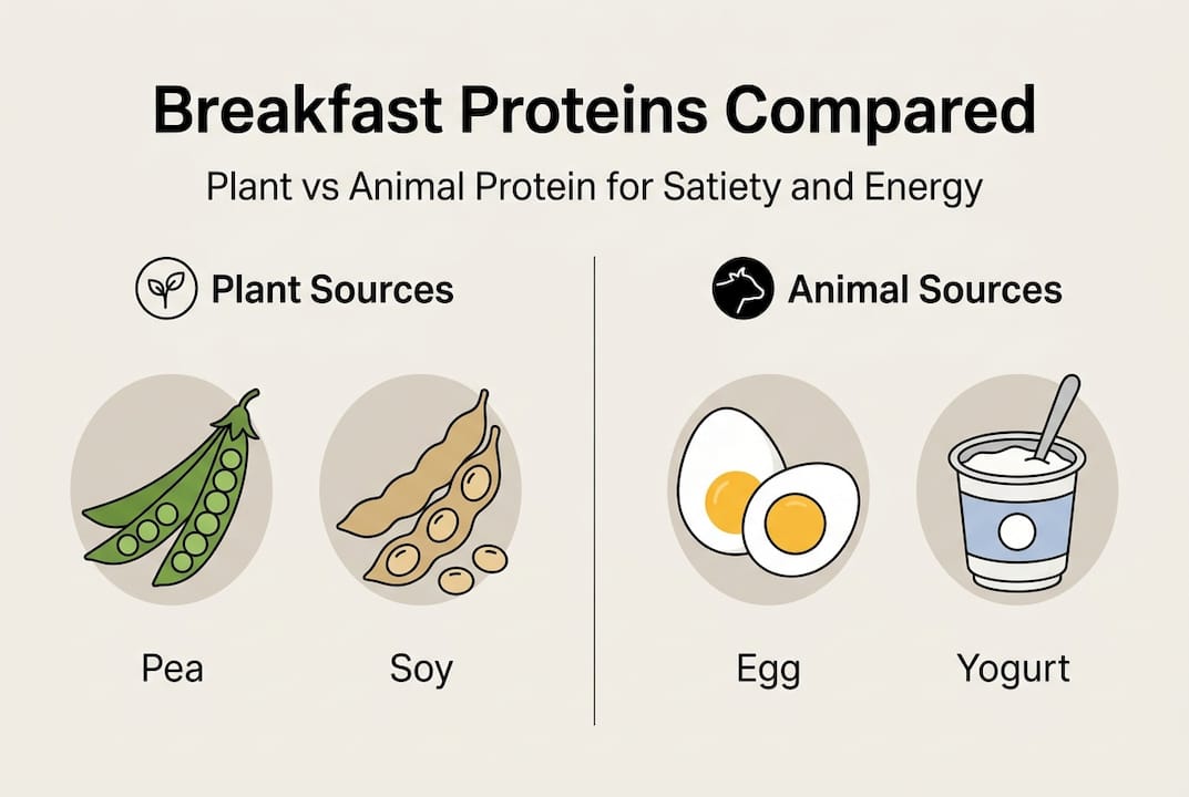 Infographic comparing plant and animal breakfast protein
