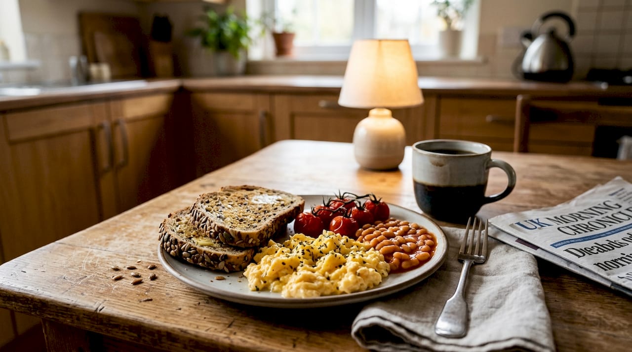 Close-up of balanced breakfast plate
