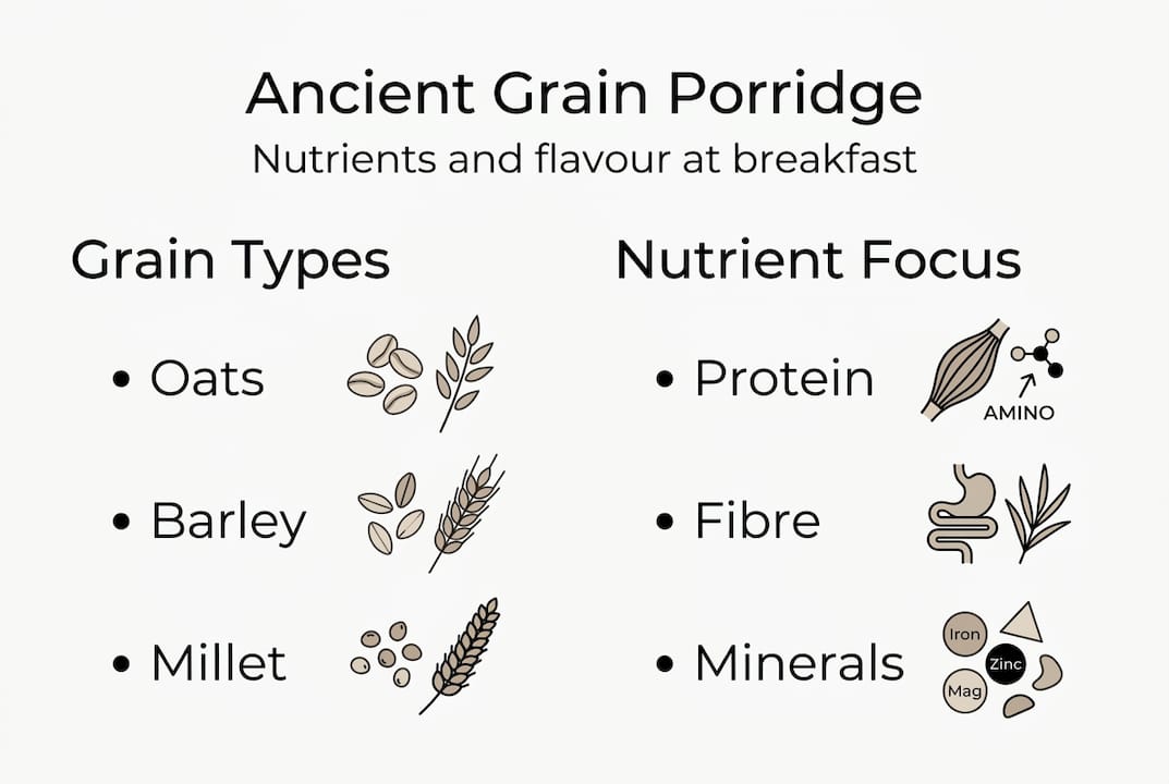 Infographic comparing ancient grains and nutrients