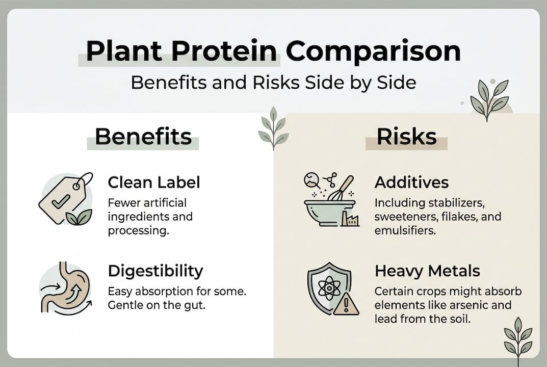 Infographic of benefits and risks plant proteins
