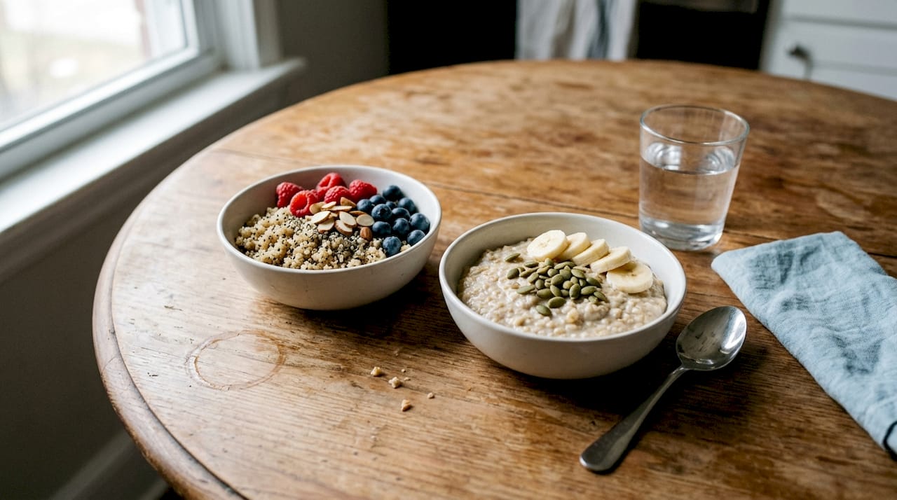 Two plant-based protein breakfast bowls compared