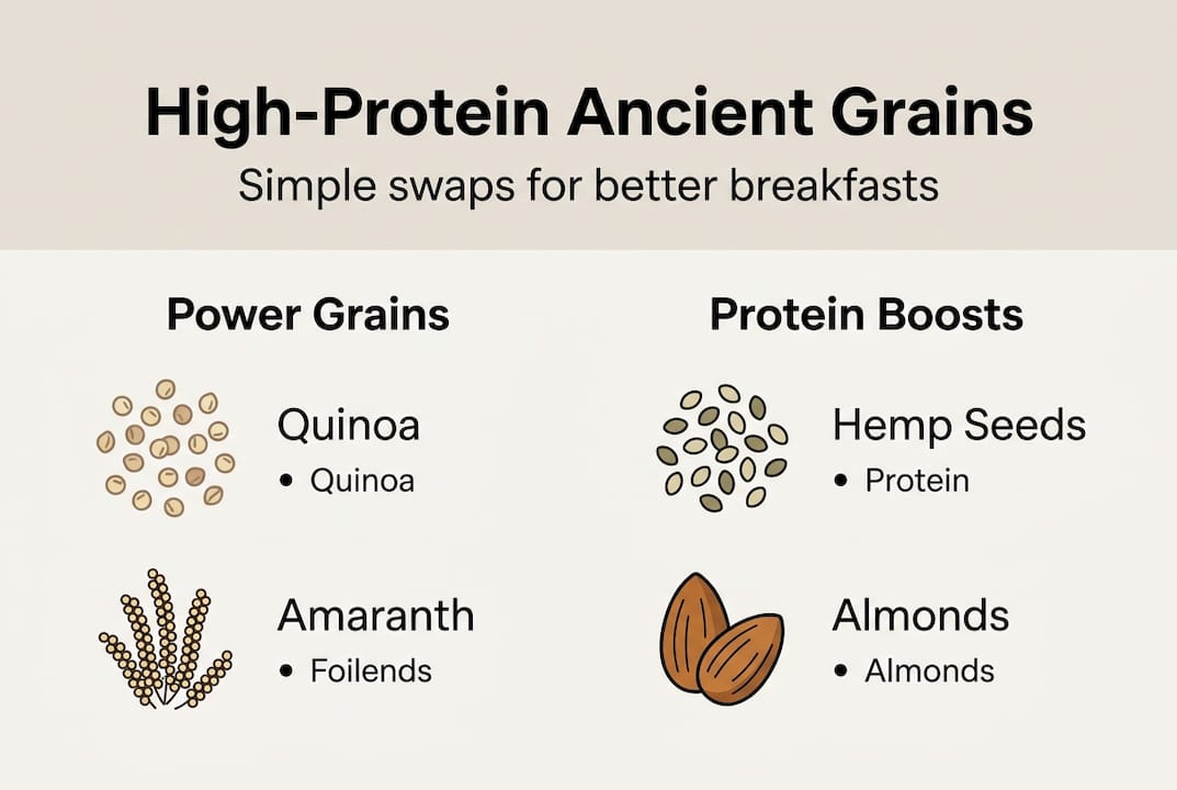 Infographic showing ancient grains protein breakfast