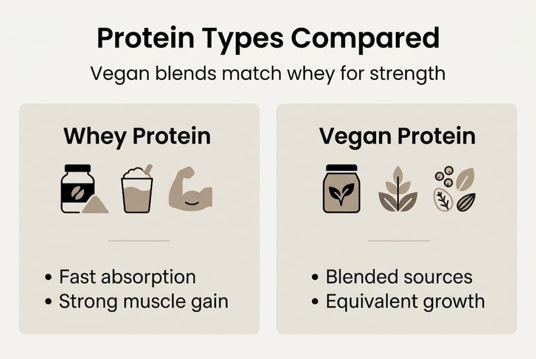 Infographic comparing whey and vegan protein