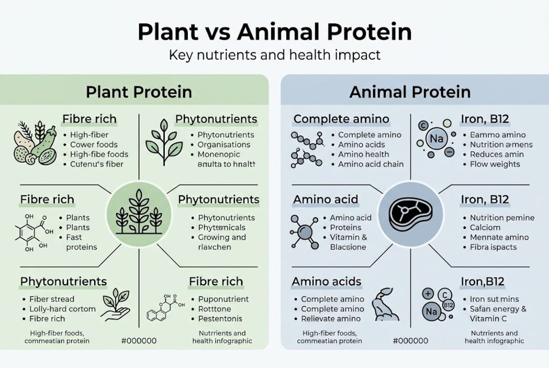 Infographic comparing plant and animal protein