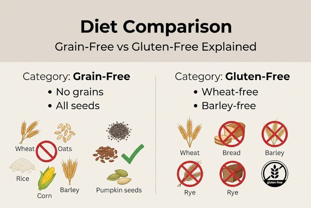 Infographic grain-free and gluten-free differences
