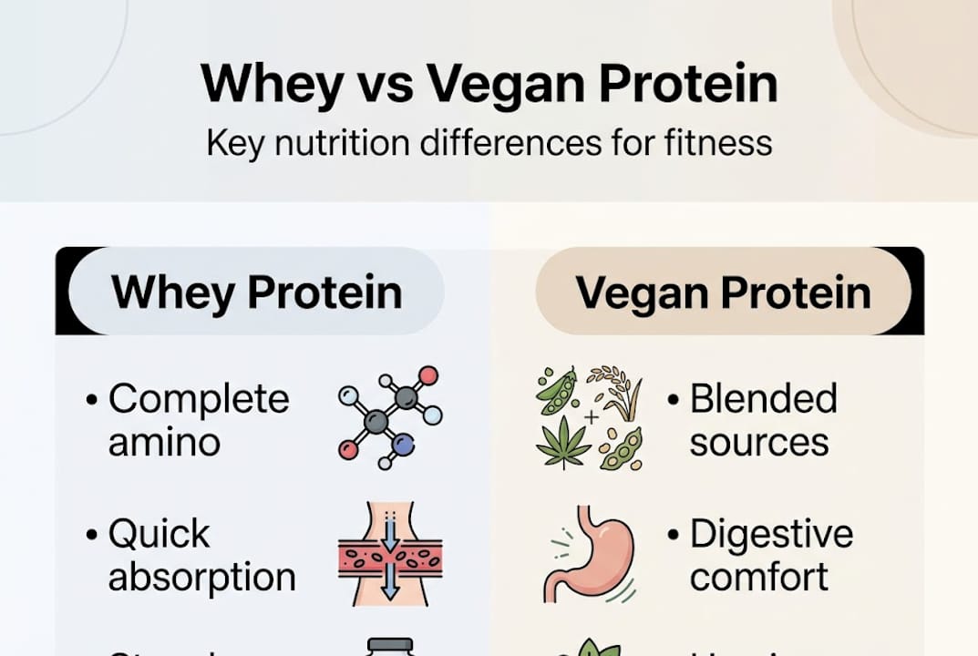 Infographic of whey vs vegan protein nutrition