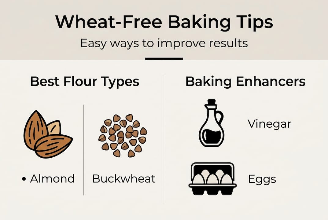 Infographic with wheat-free baking tips