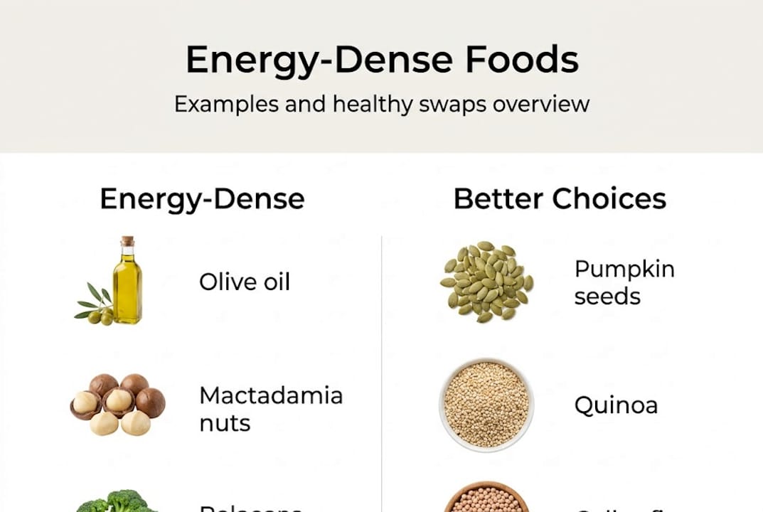 Infographic about energy-dense food types and swaps
